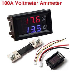 100A Digital Display Voltmeter Ammeter ZFX VC288 Dual LED Voltage Current Tester Monitor Panel Gauge With Shunt - SmartEshop.Pk