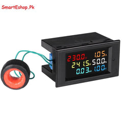 6 IN 1 80-300V AC Digital Voltmeter Ammeter Power KWH Meter Watt Meter 100A 4 Colors LCD Display - SmartEshop.Pk