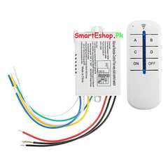 4 CH ON/OFF Wireless Remote Control Switch Receiver Transmitter For LED Lamps - SmartEshop.Pk