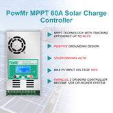 PowMr MPPT Solar Charge Controller 60 amp 48V 36V 24V 12V Auto - Max 160VDC Input, LCD Backlight Solar Charge Controller SmartEshop.Pk