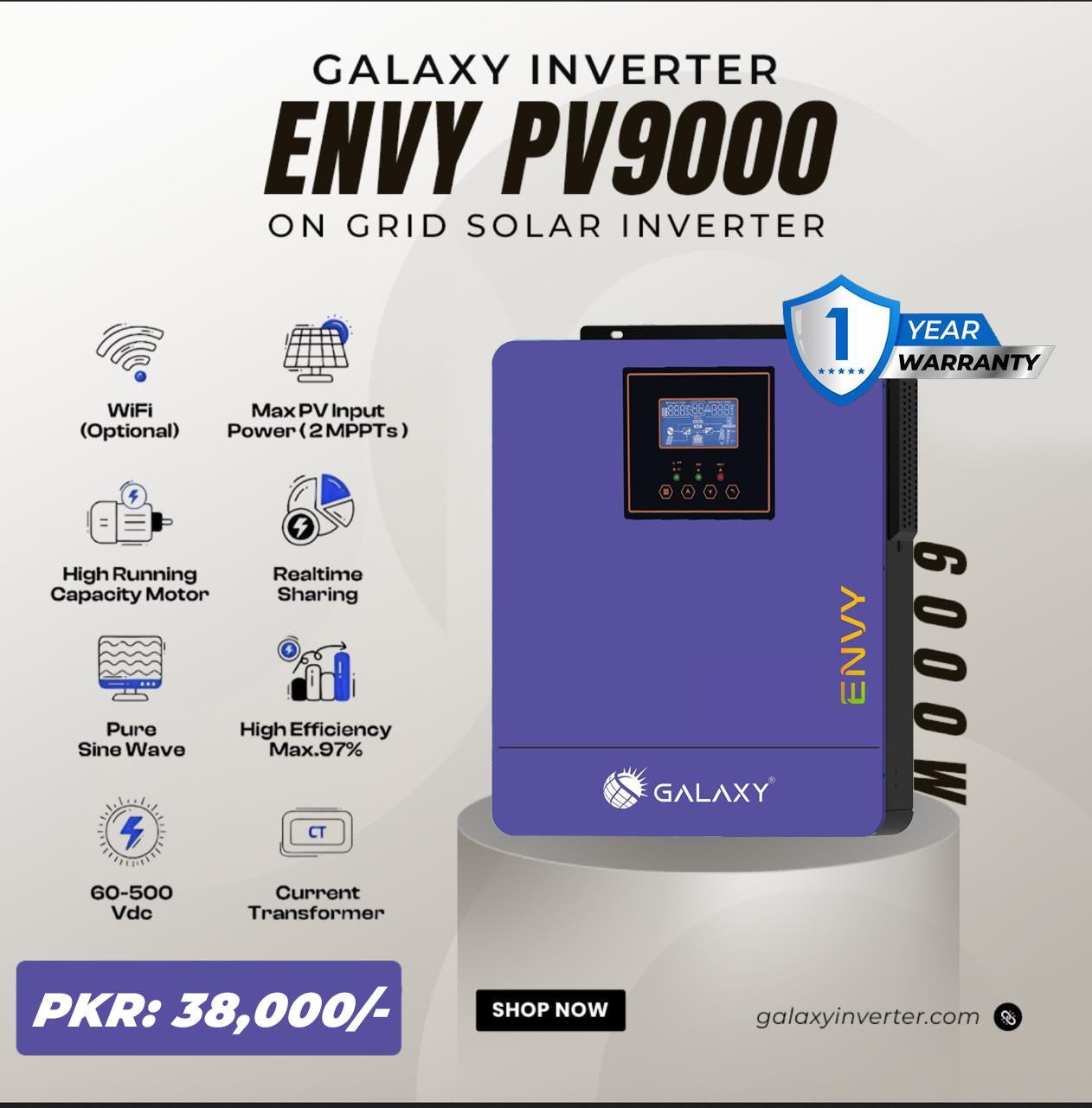 Galaxy Inverter ENVY PV 9000 Withuot Battery SmartEshop.Pk