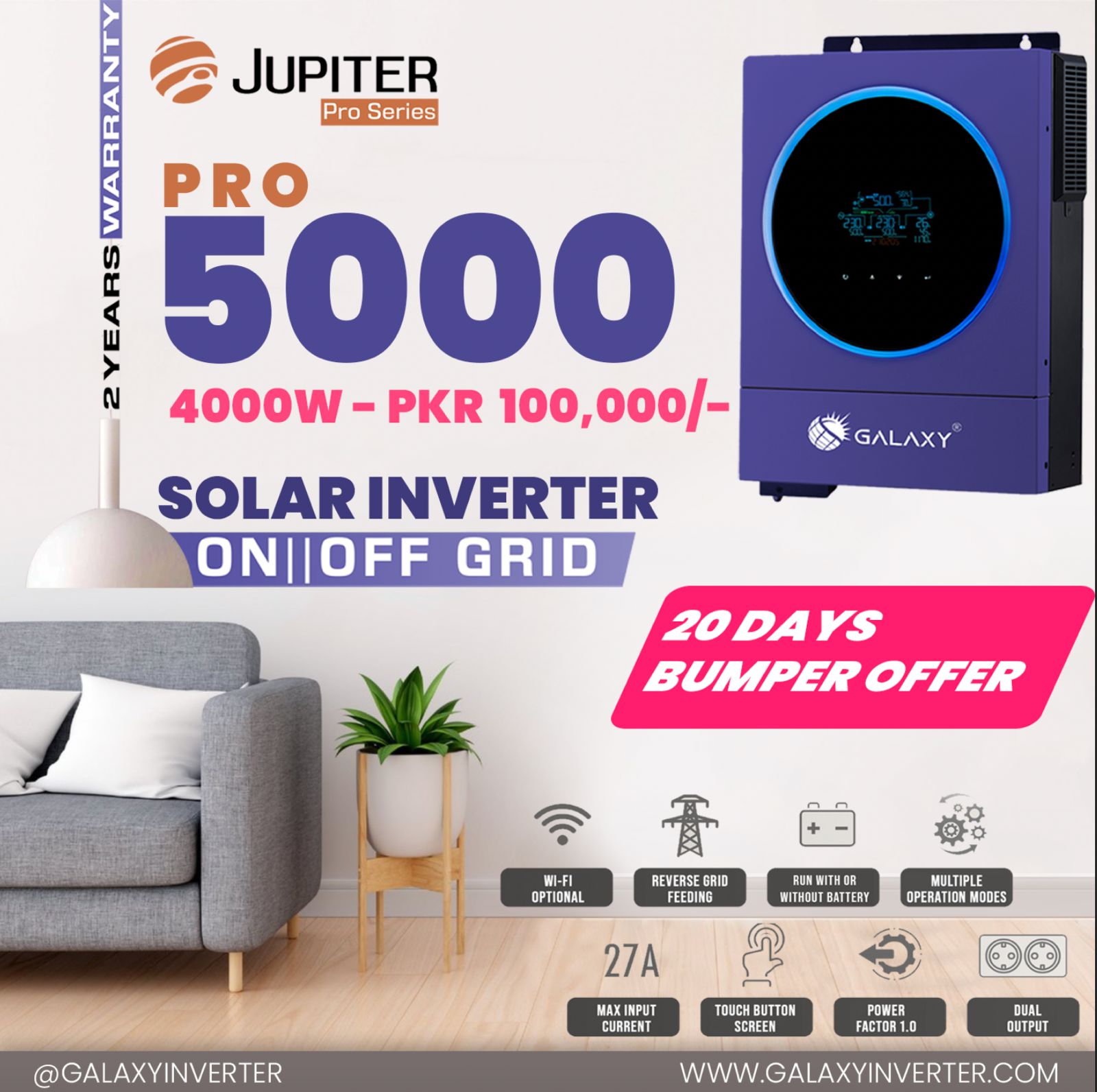 Galaxy Jupiter Pro Series Solar Inverter Pv5000 4000W SmartEshop.Pk