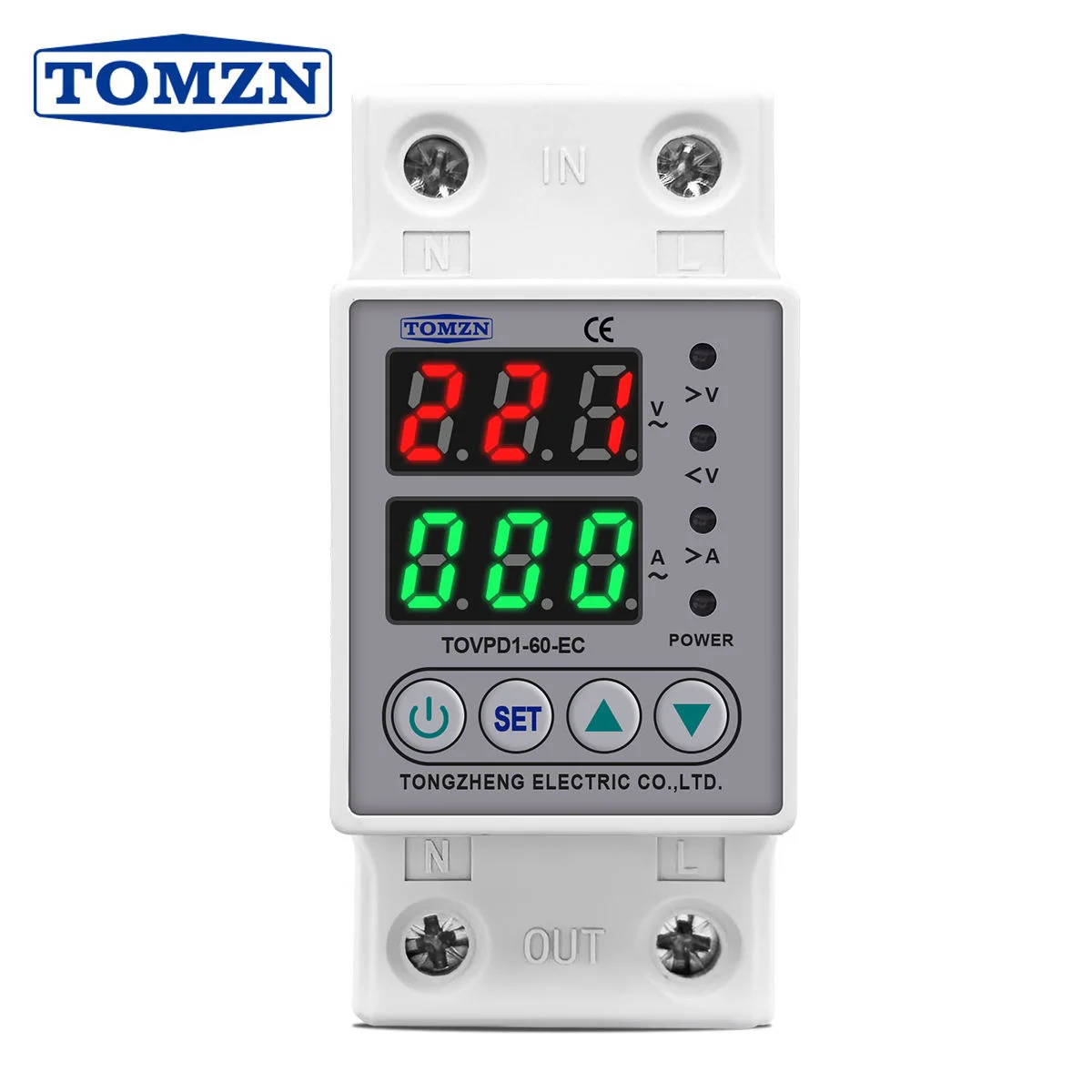 Tomzn 4th Gen 2in1 Adjustable Over Under Voltage Protector TOVPD1-63 / TOVPD1-40 – Smart Auto Recovery Circuit Protection Device SmartEshop.Pk