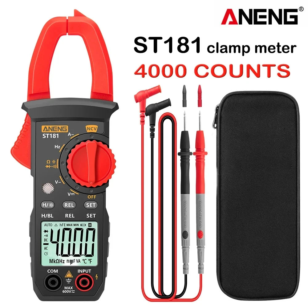 ANENG ST181 Clamp Meter Digital Multimeter DC/AC Voltage 4000 Counts Current Ammeter Tester Car Amp Hz Capacitance NCV Ohm Test SmartEshop.Pk