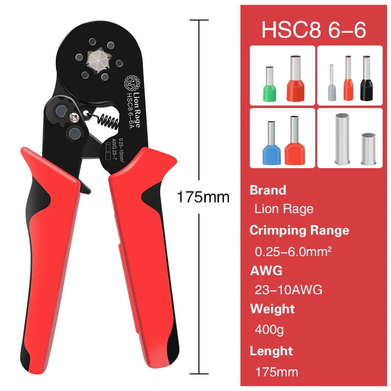 Crimping Pliers HSC8 6-4A Tubular Terminal Crimper Wire Mini Ferrule Crimper Tools Household Electrical Kit With Box SmartEshop.Pk