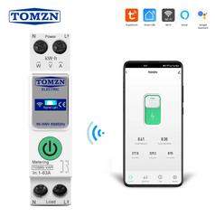 Tomzn TOB9S-VAP 8in1 63A WIFI Smart Switch with monitoring and Protection, TOMZN wifi breaker full function Tomzn