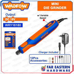 WADFOW WRY16180 18V DC Mini Grinder | Variable Speed Rotary Tool with 12 Accessories