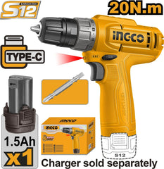 INGCO CDLI12456 Cordless Drill 12V – 10mm Keyless Chuck | Compact & Powerful Drill Machine SmartEshop.Pk