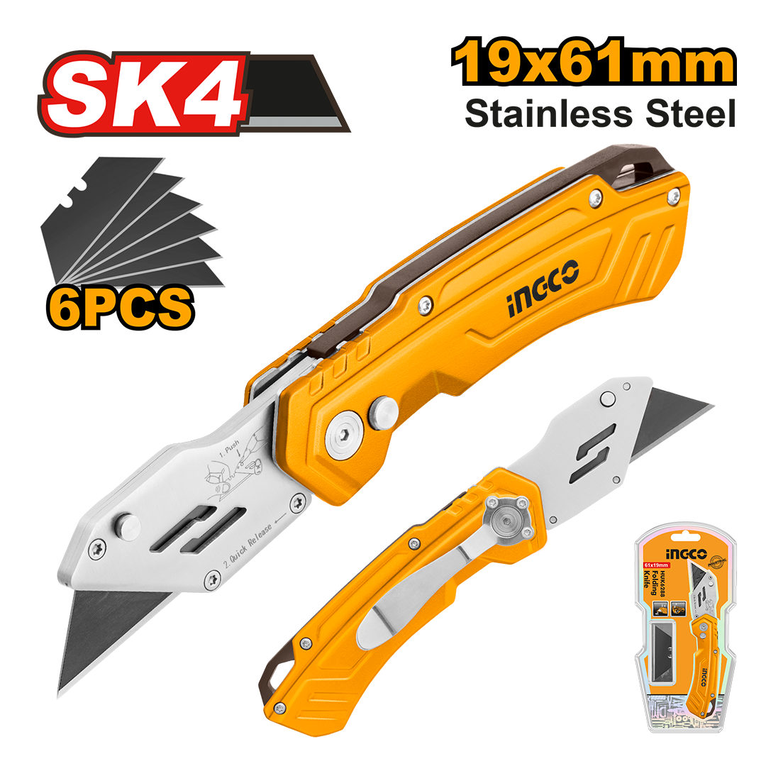 INGCO HUK6288 Folding Knife – Heavy Duty Portable Utility Pocket Knife My Store