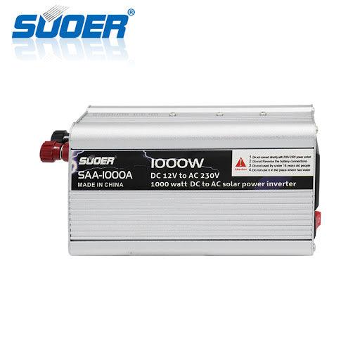 SUOER SAA-1000A 1000W DC12V to AC 230V High-power Solar Car Power Inverter - Silver - SmartEshop.Pk