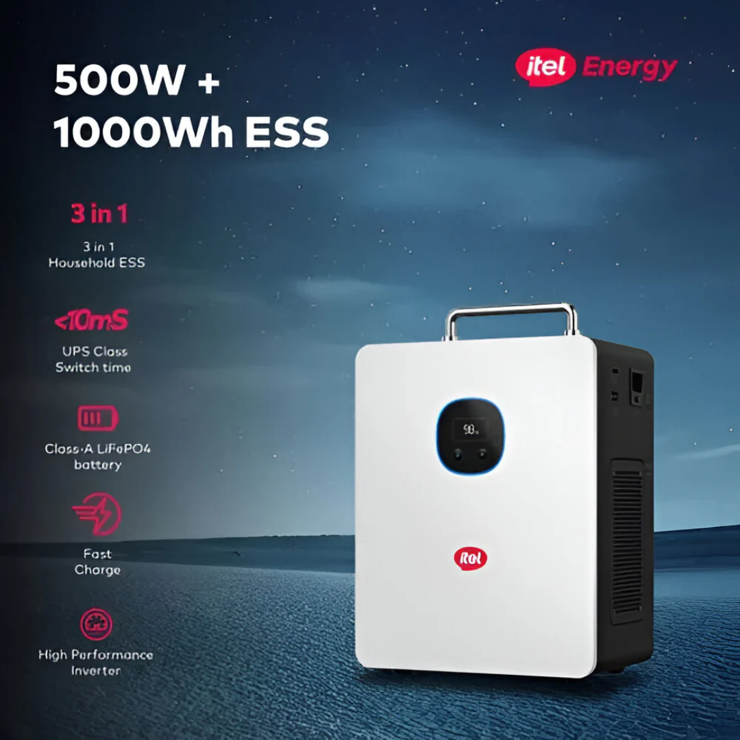 iTel 500W Solar Generator 1000Wh Lithium Battery – All-in-One Power Station | Fast Charging Backup System (IESS-05K10N) SmartEshop.Pk
