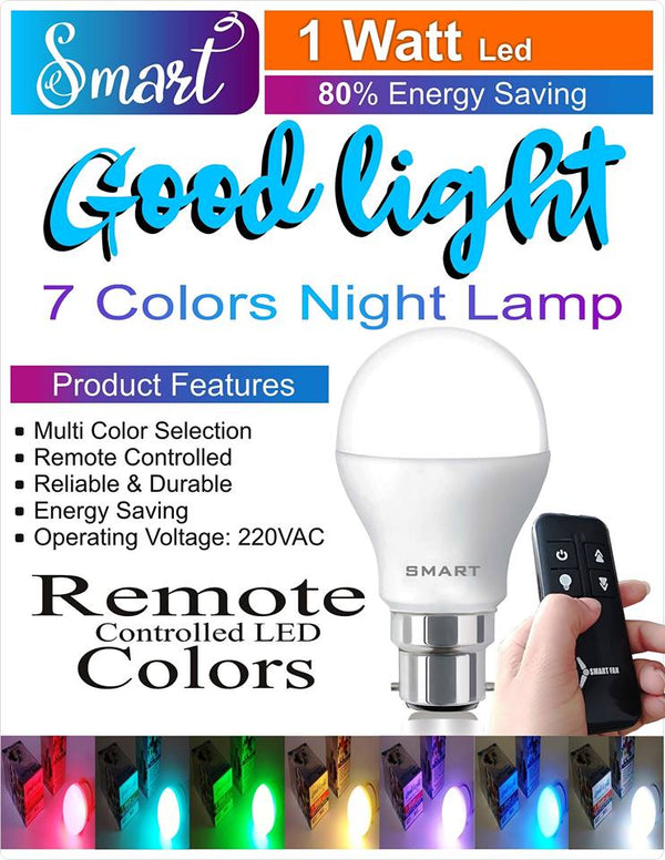 Pack Of 3-Night Lamp 7 Colors  with Remote Control Feature My Store