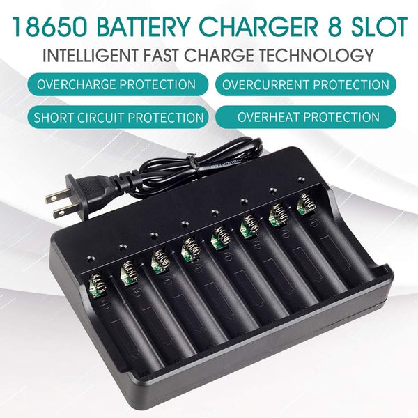 18650 Battery Charger 8 Bay for Rechargeable Batteries and Universal Smart Battery Charger for 18650 My Store