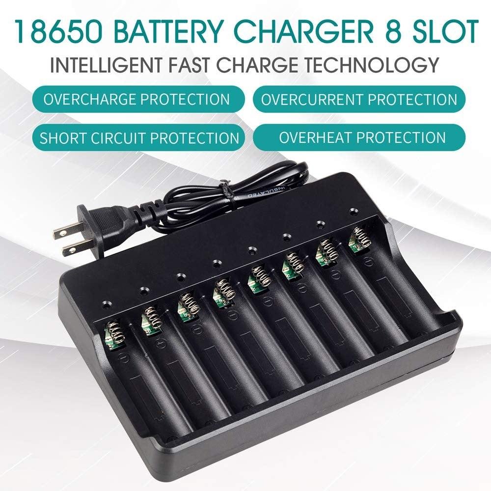 18650 Battery Charger 8 Bay for Rechargeable Batteries and Universal Smart Battery Charger for 18650 - SmartEshop.Pk