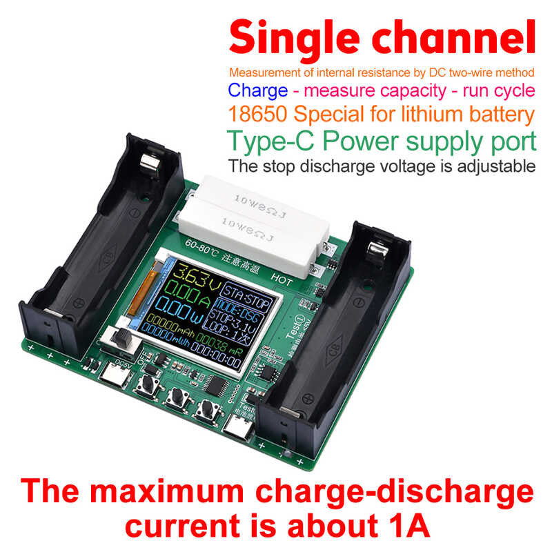 Type-C LCD Display Battery Capacity Tester MAh MWh Digital Lithium Battery Power Detector Module 18650 Battery Tester SmartEshop.Pk