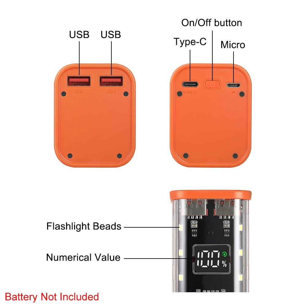 18650 Power Bank 8 Slots 18650 DIY Battery Storage Box Digital Display Dual Fast Charge USB Type C Interface Battery Holder Case SmartEshop.Pk