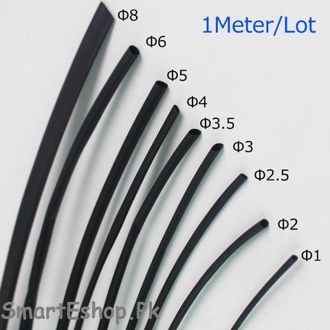 1 Meter/lot Black 2mm Diameter Heat Shrink Tubing Tube Sleeving Wrap Wire - SmartEshop.Pk