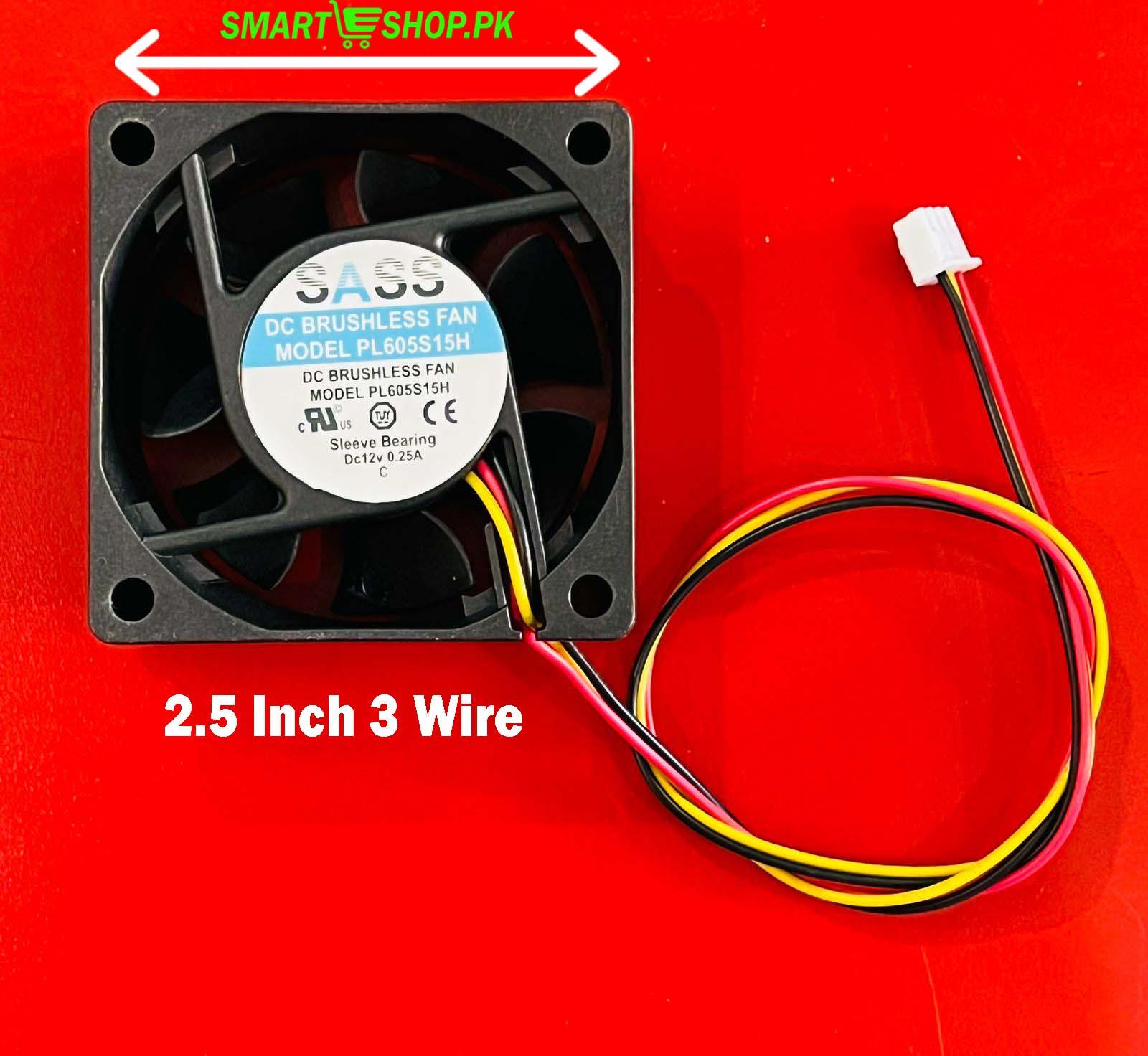 2.5 Inch 3 Wire Ups Cooling Fan Dc 12V 0.25A Brushless Fan Motor For HOMAGE INVEREX UPS - SmartEshop.Pk