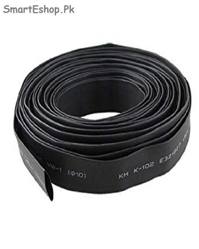 1 Meter/lot Black 10mm Diameter Heat Shrink Tubing Tube Sleeving Wrap Wire - SmartEshop.Pk