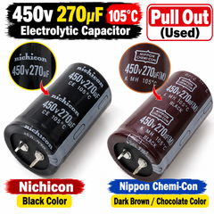 450V 270µF 105°C Electrolytic Capacitor | Nichicon Black & Nippon Chemi-Con Brown | Pullout Used