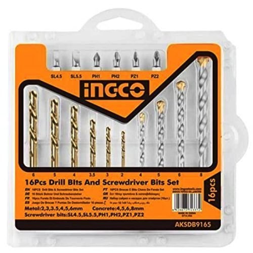 Ingco AKSDB9165 16PCS drill bits & screwdriver bits set My Store