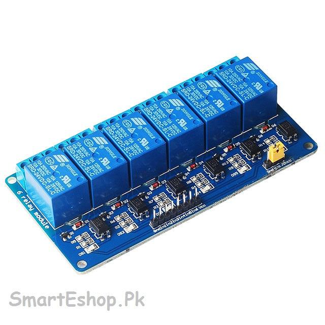 6 Channel Relay Module Low Relay Module Board for Arduino PIC AVR MCU DSP ARM - SmartEshop.Pk