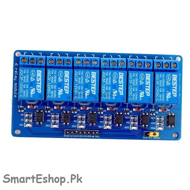 6 Channel Relay Module Low Relay Module Board for Arduino PIC AVR MCU DSP ARM - SmartEshop.Pk