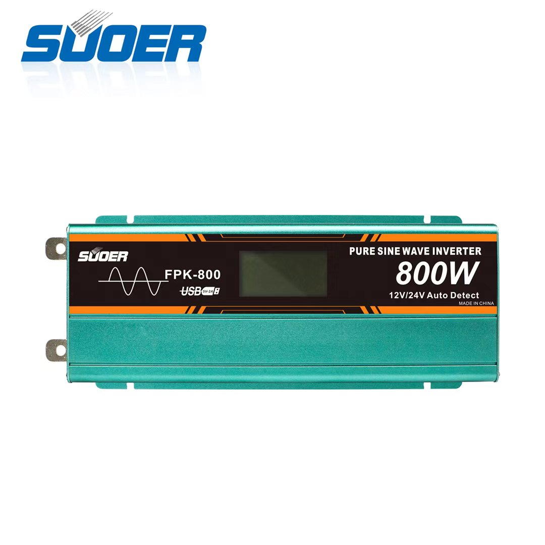 SUOER FPK-800 800W Auto 12V/24V to 220V Pure Sine Wave Inverter