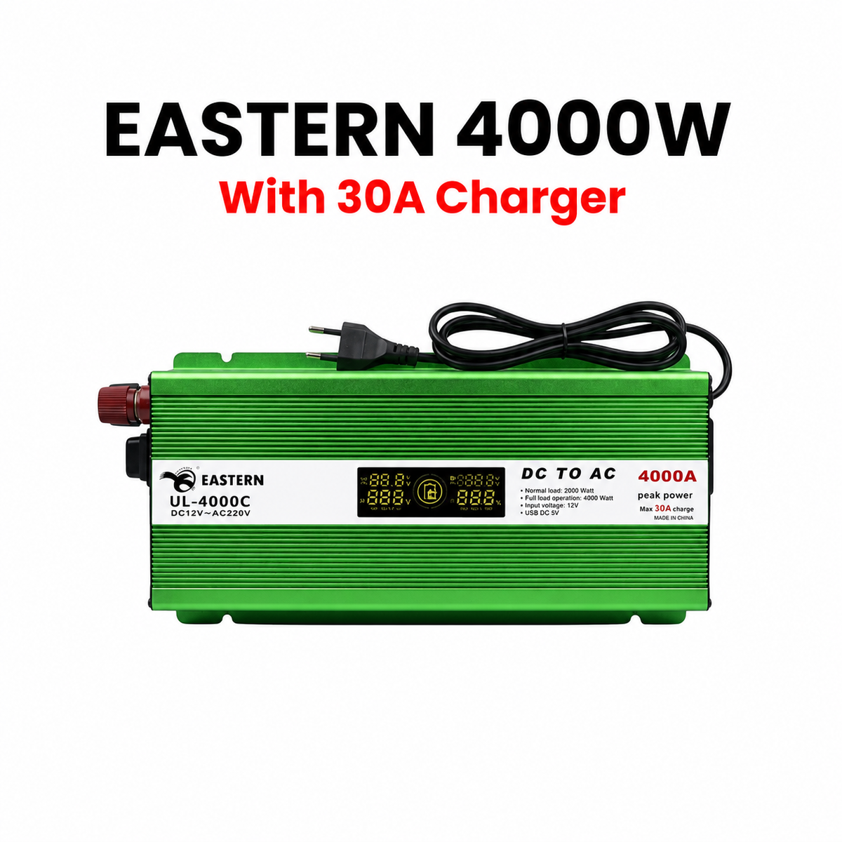 EASTERN 4000W DC to AC Inverter with Charger | LED Display Power Inverter for Home & Backup