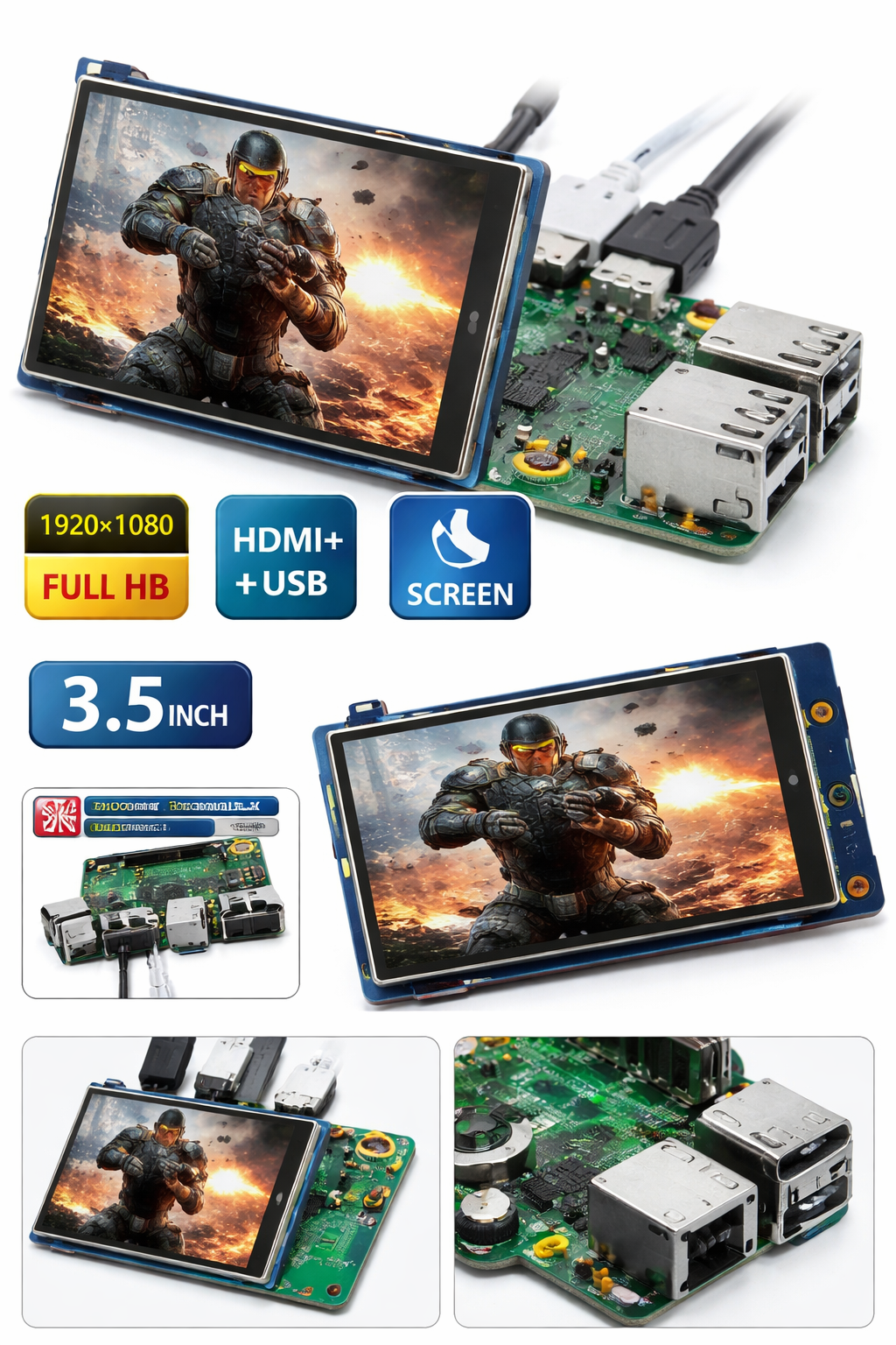 3.5-Inch LCD HDMI USB Touch Screen | Full HD 1920×1080 | Compatible with Raspberry Pi 3 Model B & Orange Pi | MPI3508 SmartEshop.Pk