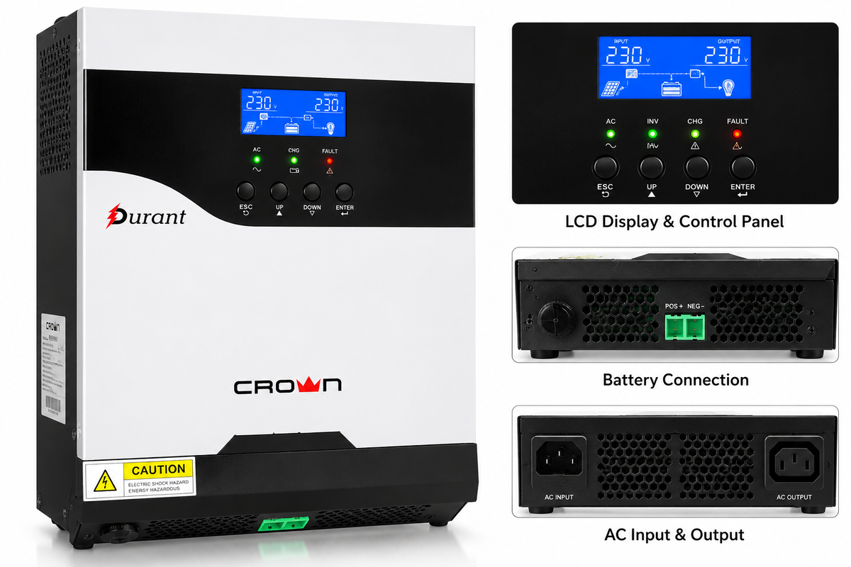 Crown Micro Durant Solar Inverter UPS | 1200VA 900W / 2400VA 1600W | Anti-Dust Kit