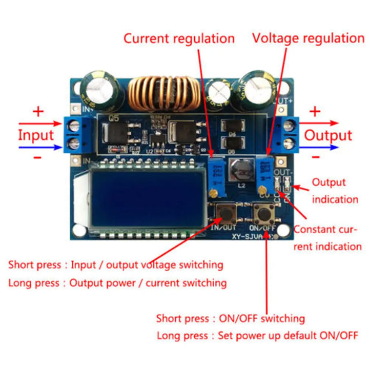 DC 5.5-30V to 0.5-30V Buck Boost Converter Module Adjustable Step Down Buck Boost Board with LCD Display Power Module (HW-140) My Store