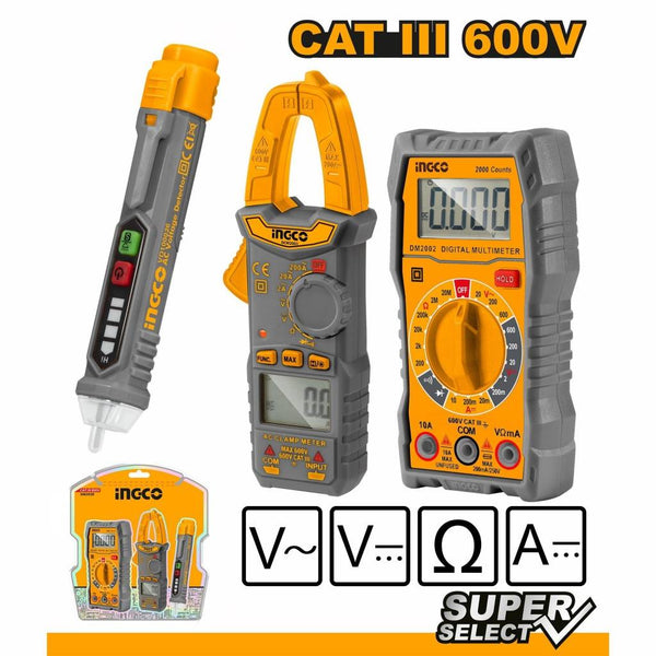 INGCO DM3028 SUPER SELECT AMP CLAMP TESTER AND VOLT DETECTOR SET My Store