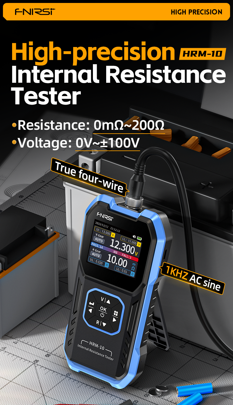 FNIHRMRSI -10 Battery Internal Resistance Tester | 4-Wire Kelvin Battery Analyzer | Lithium, LiFePO4 & Lead Acid Battery Tester