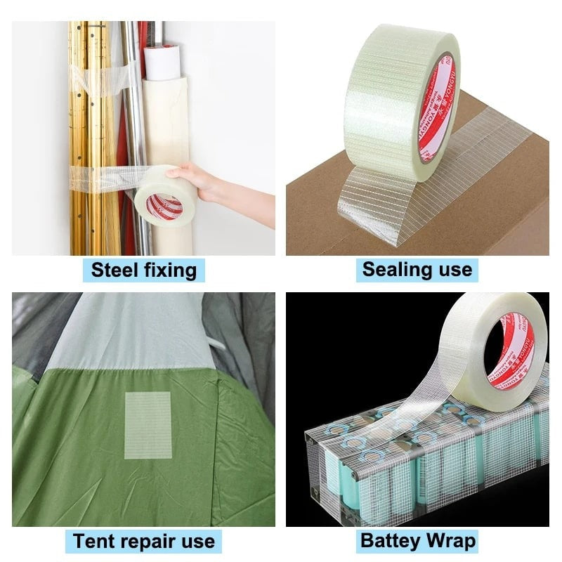Fiber Glass Transparent Tape Grid Style Mesh Single Side Adhesive Avionics Lithium Battery Pack Packing Tape Fixed High Viscosity Packing Tape SmartEshop.Pk