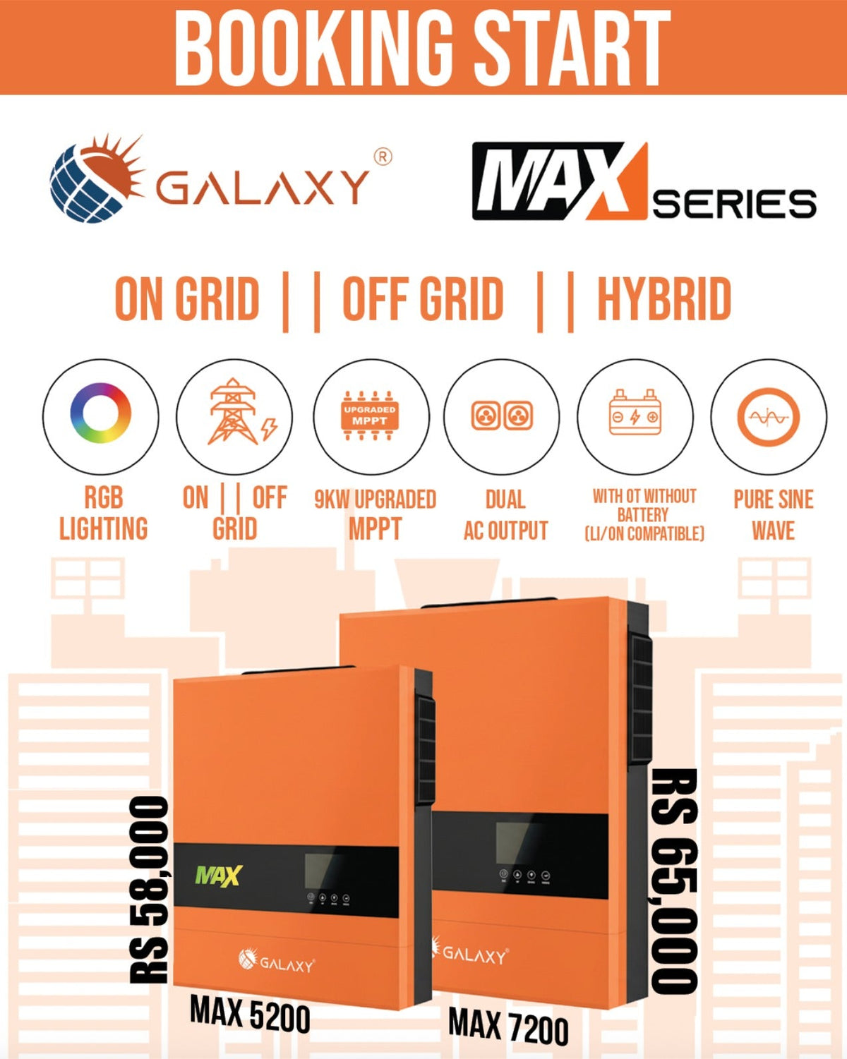 Galaxy MAX 5200 Solar Inverter – On Grid | Off Grid | Hybrid | Pure Sine Wave SmartEshop.Pk