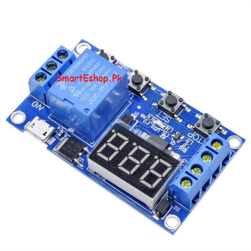 WS16 DC 6-30V Support Micro USB 5V LED Display Automation Cycle Delay Timer Control Off Switch Delay Time Relay 6V 9V 12V 24V - SmartEshop.Pk