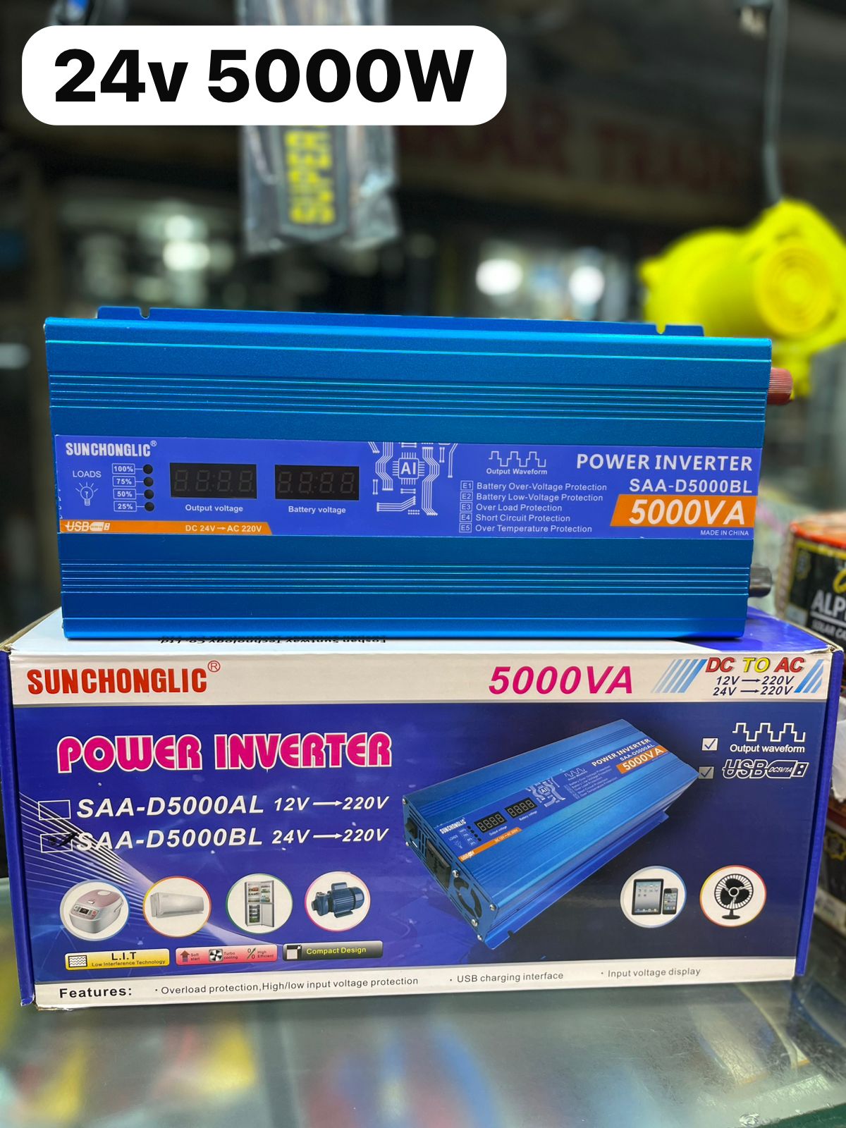 5000W Modified Sine Wave Inverter with LED Display and USB Output for 24V to 220V Power Conversion SmartEshop.Pk