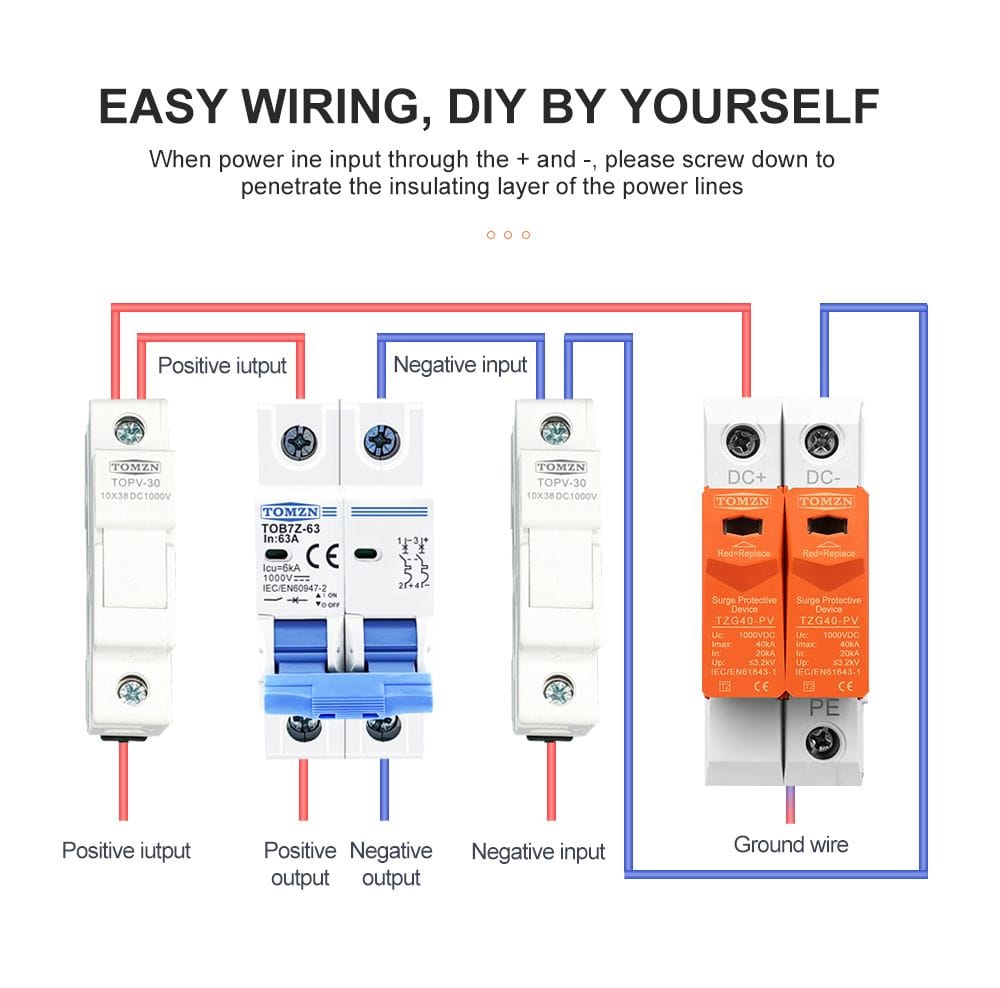 Tomzn SPD DC 600V / 1000V House Surge Protector