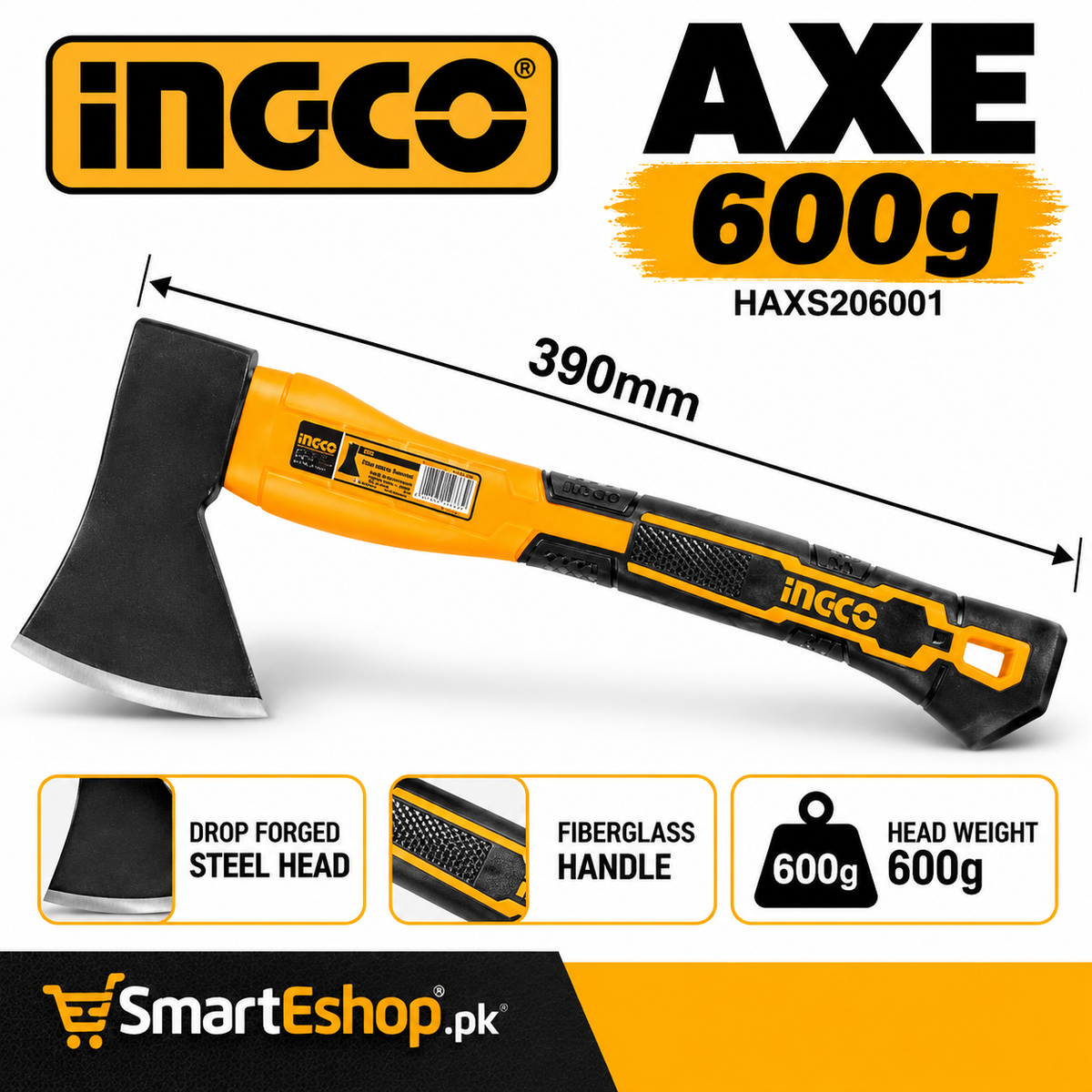 INGCO Axe 600g HAXS206001 with Fiberglass Handle