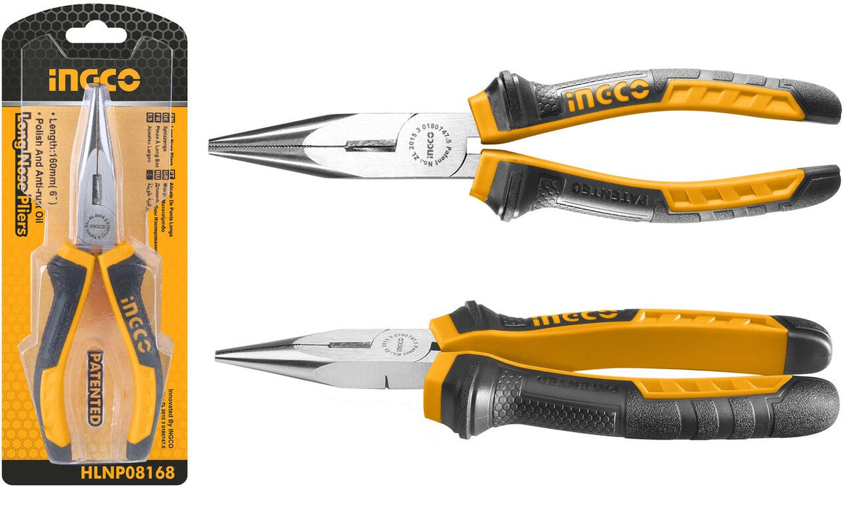 INGCO 160MM LONG NOSE PLIER CVR TPR HANDLE HLNP08168 My Store