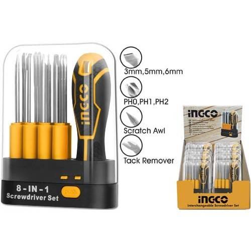 Ingco 9 Pcs Interchangeable Screwdriver Set AKISD0901 - SmartEshop.Pk