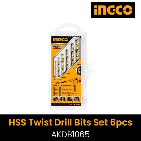 Ingco AKDB1065 6PCS HSS Twist Drill Bits Set My Store