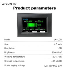 JKBMS 4.3-Inch LCD Display Accessory | Compatible with All JK BMS Models | 120cm Cable & Mounting Screws Included SmartEshop.Pk