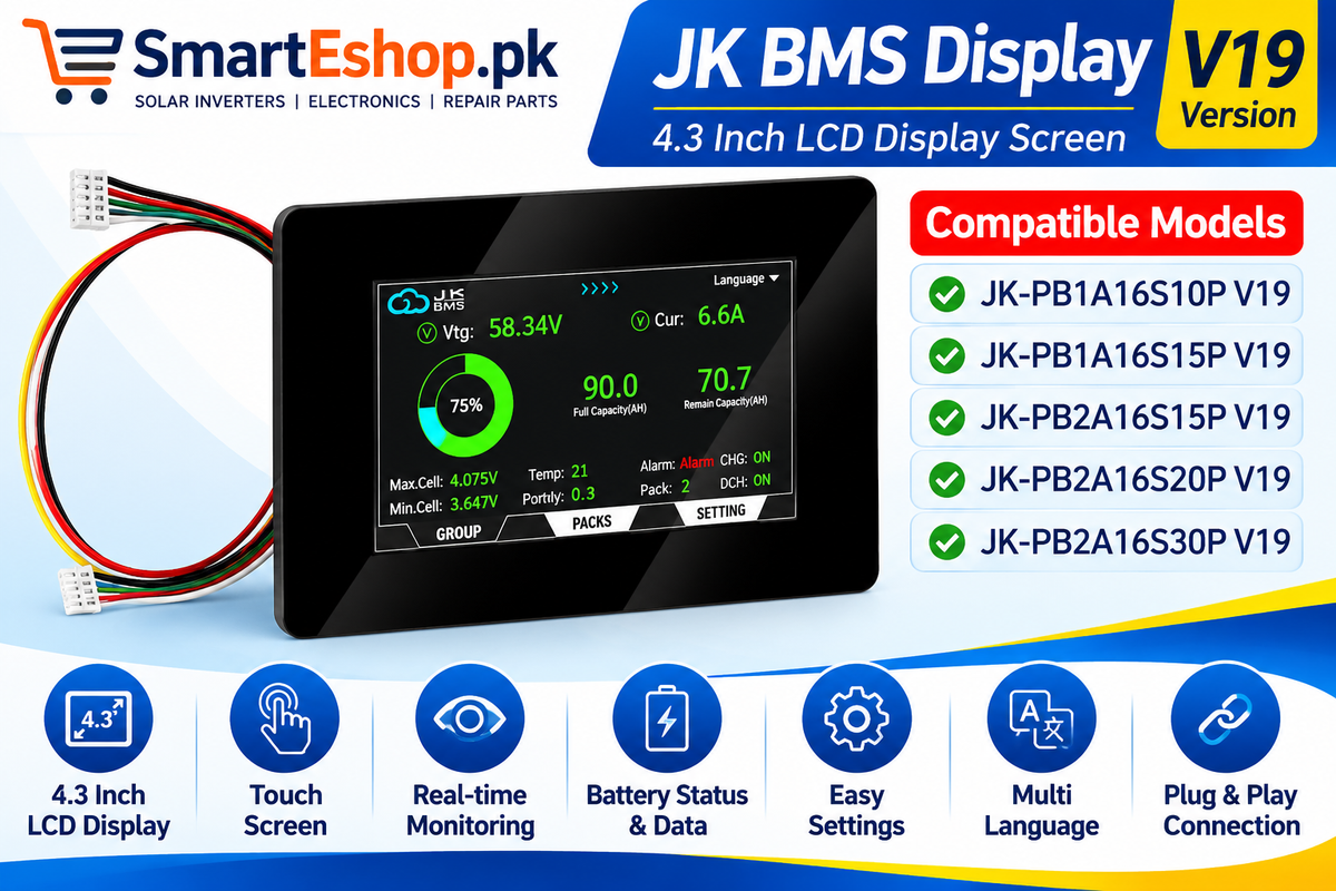 JKBMS V19 7.0 Inch LCD Display Adapter | JK BMS JIKONG Smart BMS Monitor