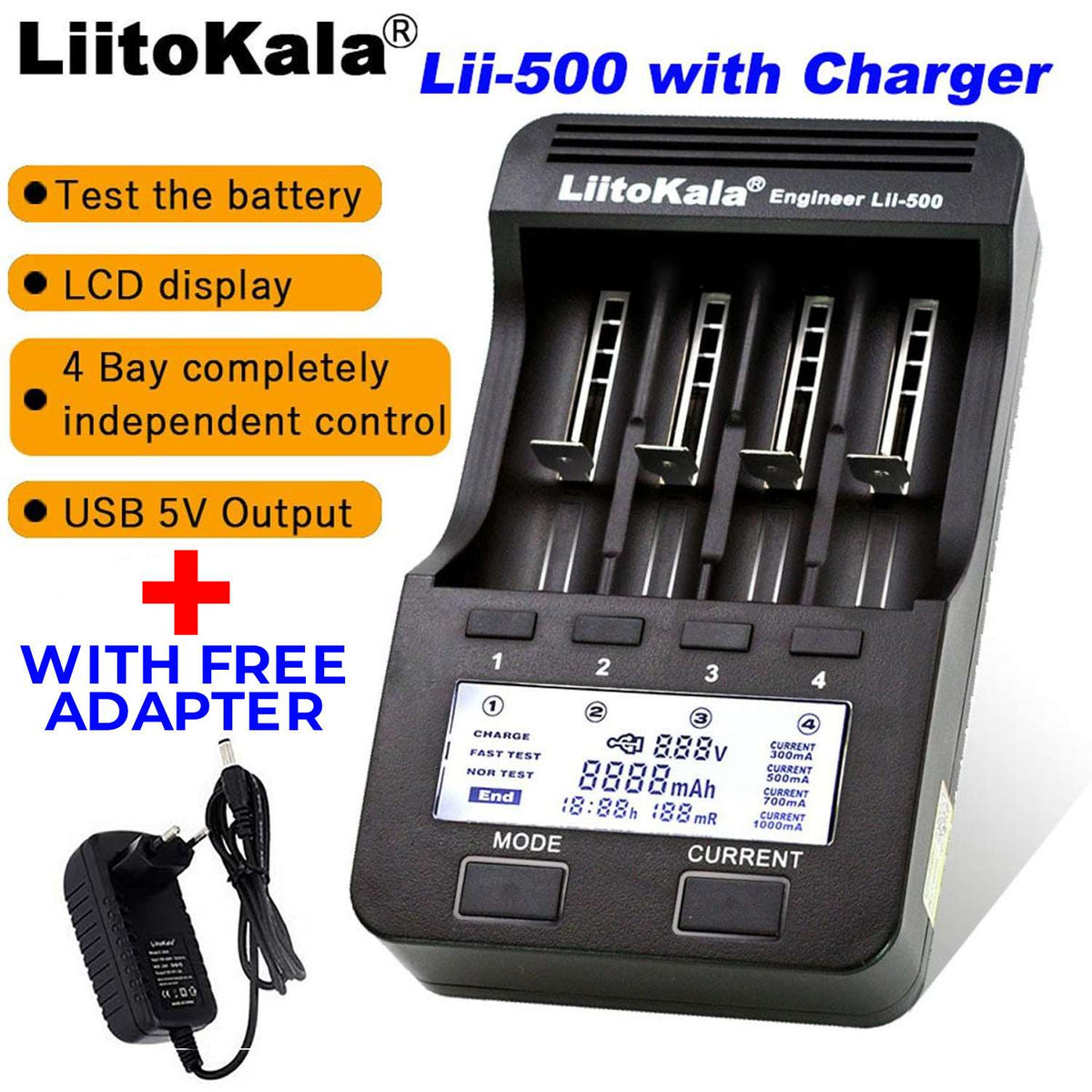 LiitoKala Lii-500 18650 Smart Battery Charger LCD Display SmartEshop.Pk