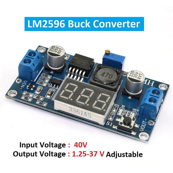 DC Buck Step Down Module LM2596 DC/DC 4.0~40V to 1.25-37V Adjustable Voltage Regulator With LED Voltmeter(LM2596 Display Module) My Store