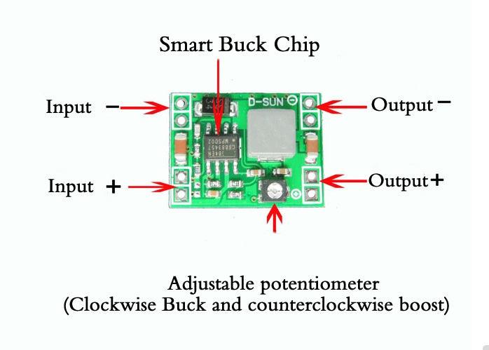 Mini MP1584EN DC-DC BUCK Adjustable Step Down Module 4.5V-28V Input 0.8V-20V Output - SmartEshop.Pk