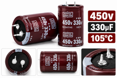 450V 330µF 105°C Electrolytic Capacitor | Nichicon & Nippon Chemi-Con | Pullout Used Server Power Supply