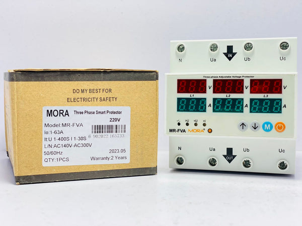 MORA 3 Phase 63A OVER AND UNDER VOLTAGE AND CURRENT PROTECTION RELAY PAKISTAN My Store